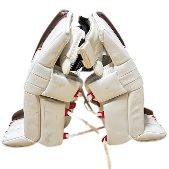 Vaughn Velocity V7 - Jambières de gardien de but Pro Stock d'occasion (blanc/marron/rouge)